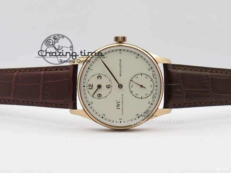 MIROTIME 0513 GoAnywhere Portuguese IW5444 RG White Dial RG Numbers On Brown Leather Strap A 7253